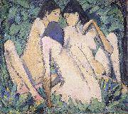 Otto Mueller Three Girls in a Wood oil
